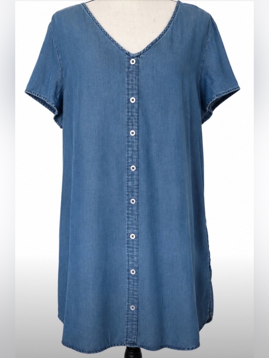 Standard Grace Dresses & Skirts - Standard Grace Chambray Denim Button Pull Over Dress Blue  M Lightweight Comfort